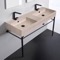 Modern Double Console Sink, Travertine Style Sink, 48